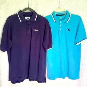 PAIR of Adidas & Old Navy short-sleeve polos — navy & turquoise